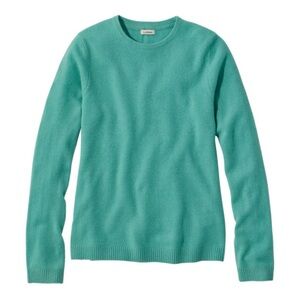 L.L. Bean Women's 100% Cashmere Classic Crew Neck Turquoise Sweater